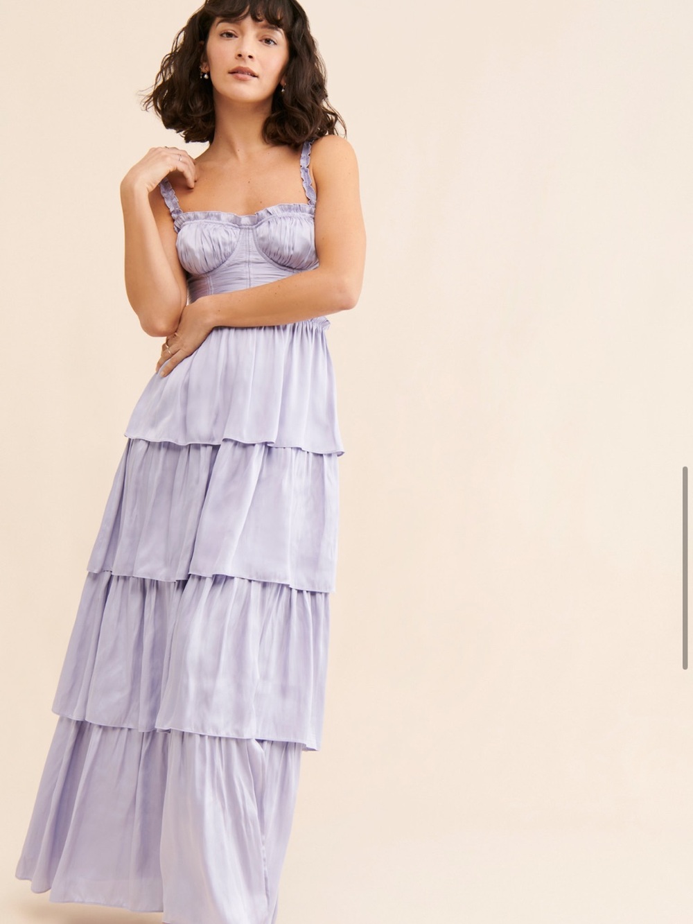Altar'd State Lavender Tiered Satin Maxi Slip